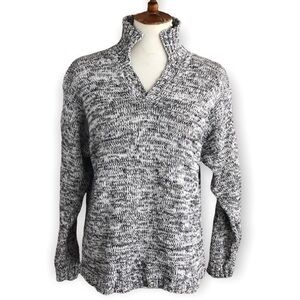 Black and white cable knit sweater